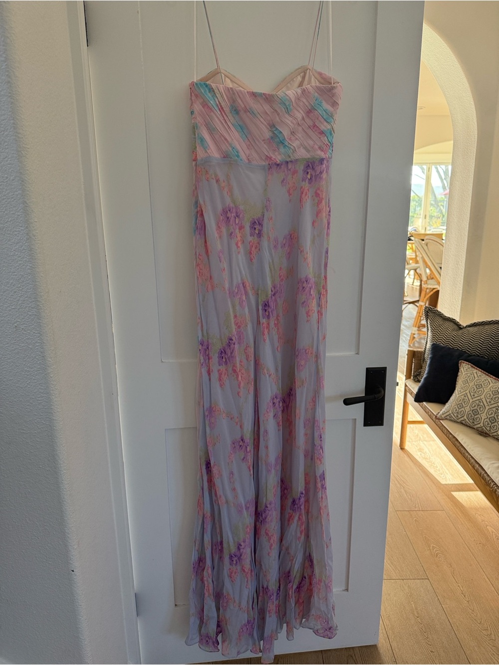 Mi Pastel Pink Floral Watercolor Maxi Dress - Picture 4 of 5